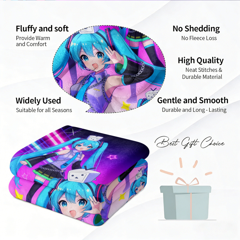 Hatsune Miku Flannel Blanket,  - Outdoor Camping Anime ulasan dan harga
