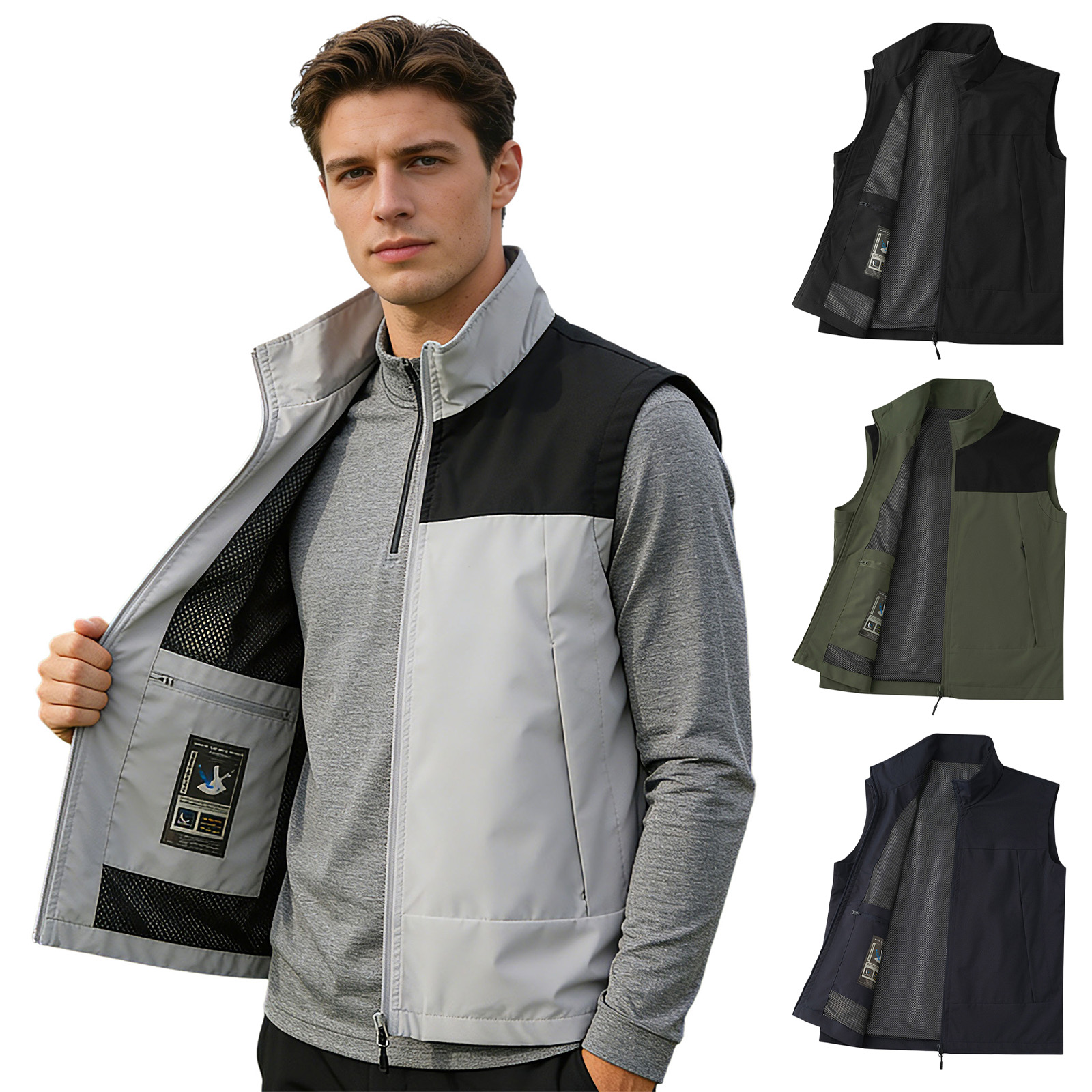 #M-5XL Men Golf Vest Stand Col - Outdoor Camping In Winter ulasan dan harga